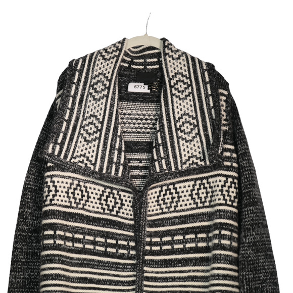 Intermix Cardigan Sweater Womens Small Gray Southwest Wool Mohair Blend Pockets - Picture 3 of 10